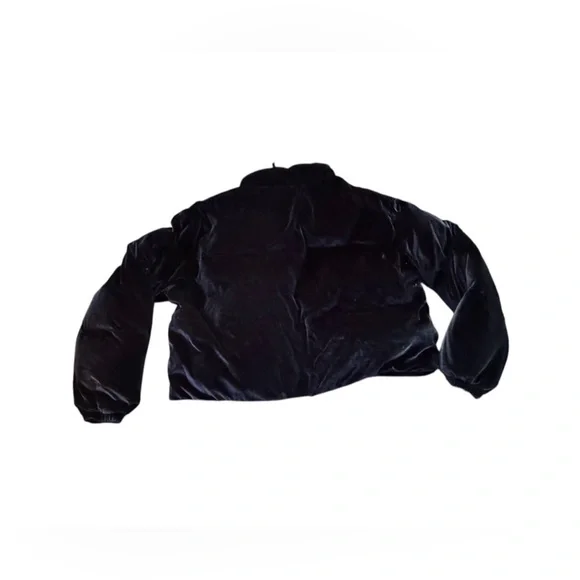 Fabletics Navy Wander Velour Cropped Puffer Jacket Size XL - Picture 4 of 8
